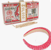 Load image into Gallery viewer, Rhinestone US Dollar Purse with Crystal Headband
